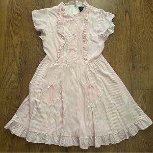 Sweet Society Pink Striped Dress with Heart Details size small pretty girly